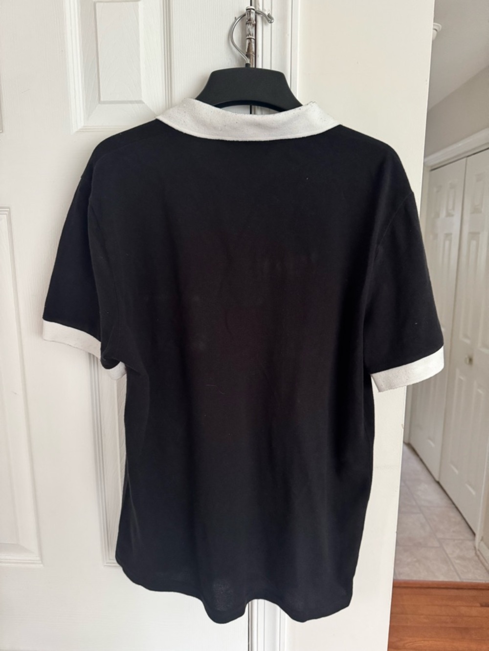Adam Levine Collection Black Polo Shirt White Trim Chest Pocket Mens Large - Picture 9 of 13